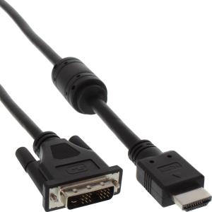 17658 INLINE INC InLine HDMI-DVI Cable 19 Pin male / 18+1 male + ferrite choke black 0.3m                                                                              
