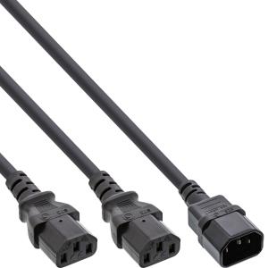 16633 INLINE INC InLine power Y-cable German Type F 1x IEC-C14 to 2x IEC-C13 1.8m                                                                                      