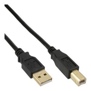 34518S INLINE INC - USB 2.0 Kabel, A an B, schwarz, Kontakte gold, 2m