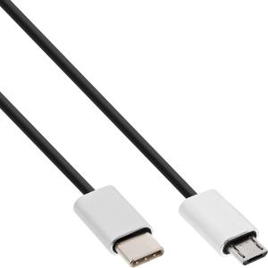EU Product - - USB 2.0 Kabel, Typ C Stecker an Micro-B Stecker, schwarz/Alu, flexibel, 0.5m thumbnail