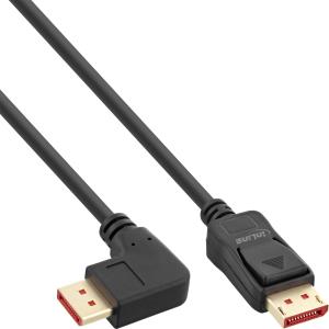 17153R INLINE INC DisplayPort 1.4 Kabel - 8K4K - rechts gewinkelt - schwarz/gold - 3m