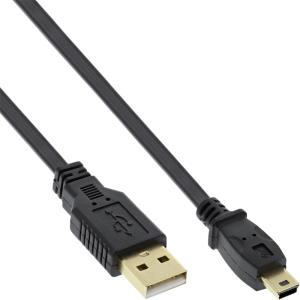 31830F INLINE INC USB 2.0 Flachkabel - USB A ST an Mini-B ST (5pol.) - schwarz - 3m