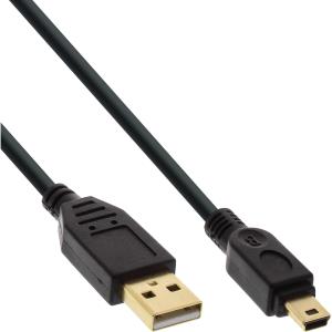 EU Product - - USB 2.0 Mini-Kabel, USB A Stecker an Mini-B Stecker (5pol.), schwarz, vergoldete Kontakte, 2m thumbnail