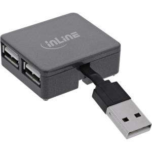 33293L INLINE INC USB 2.0 4-Port Hub - USB-A Stecker auf 4x USB-A Buchse - Kabel 4cm