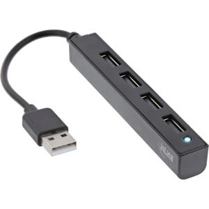 33293K INLINE INC USB 2.0 4-Port Hub - USB-A Stecker auf 4x USB-A Buchse - Kabel 15cm