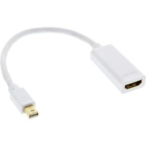 EU Product - - Mini DisplayPort HDMI Adapterkabel mit Audio, Mini DisplayPort Stecker auf HDMI Buchse, 4K/30Hz, wei�, 0,15m thumbnail