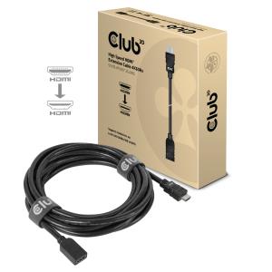 CAC-1325 CLUB3D High Speed HDMI? Extension Cable 4K60Hz M/F 5m/16.4ft 26 AWG - 5 m - HDMI Type A (Standard) - HDMI Type A (Standard) - 3D - 18 Gbit/s - Black