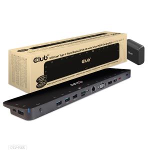 CSV-1565 CLUB3D USB Gen1 Type-C Triple Display DP1.4 Alt mode Smart PD3.0 Charging Dock with 100 Watt Power Supply - Docking - USB 3.2 Gen 1 (3.1 Gen 1) Type-C - Black