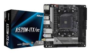 A520M-ITXAC ASROCK A520M-ITX/AC, AMD A520, AM4, Mini ITX, 2 DDR4, HDMI, DP, AC Wi-Fi, M.2