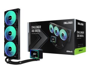 Challenger 360 Digital AIO Liquid CPU Cooler, 360mm Radiator, Triple 120mm PWM ARGB Fans, 3? Digital Display, Intel LGA1700/1851 & AMD AM5/AM4 Compatible thumbnail