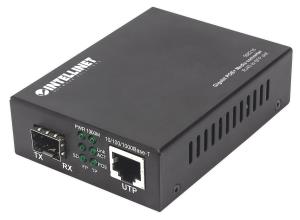 508216 INTELLINET/MANHATTAN Gigabit PoE+ Media Converter, 1 x 1000Base-T RJ45 Port to 1 x SFP Port, PoE+ ...
