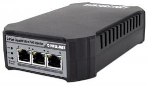 561488 INTELLINET/MANHATTAN Intellinet 2-Port Gigabit Ultra PoE-Injector 10/100/1000 Mbit/s (Euro 2-pin plug)                                                                     