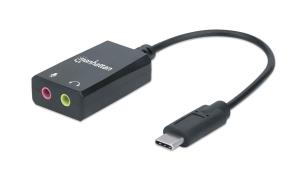 153317 INTELLINET/MANHATTAN USB-C Audio Adapter with 3.5mm Mic-in and Audio-Out