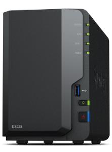 DS223 2 bay desktop NAS; Realtek RTD1619B quad-core;  2GB non-ECC DDR4; 1 x 1GbE RJ-45 and 3 x USB 3.2 Gen 1 ports. thumbnail
