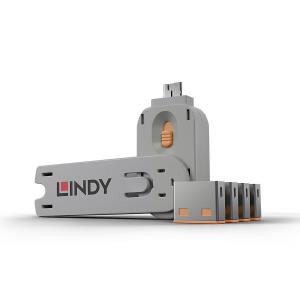 40453 LINDY USB Port Blocker Pack 4 Orange