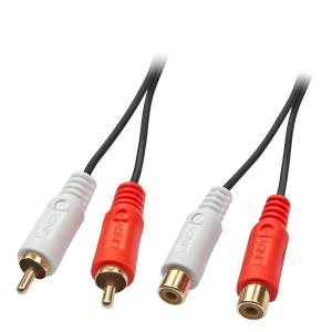 35674 LINDY 10m Premium Phono To Phono Extension Cable - 2 x RCA - Male - 2 x RCA - Female - 10 m - Black