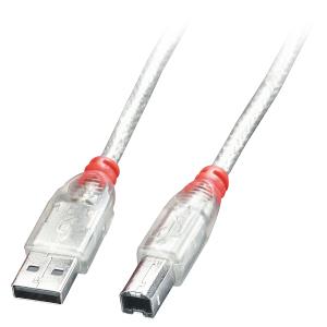 41750 LINDY USB 2.0 Kabel Typ A/B transparent M/M 0.2m