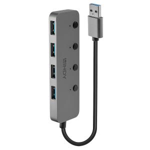 43309 LINDY 4 PORT USB 3.0 HUB WITH ON/OFF