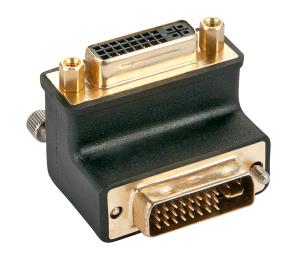 41252 LINDY DVI-I Male to DVI-I Female 90 Adapter Down