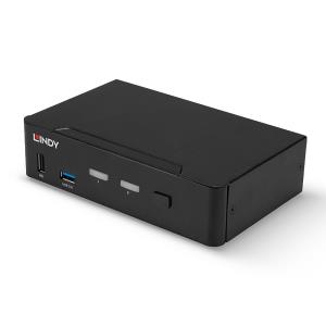 39312 LINDY 2 Port DisplayPort 1.4 USB 3.0 KVM switch - 7680 x 4320 pixels - 4K Ultra HD - Black