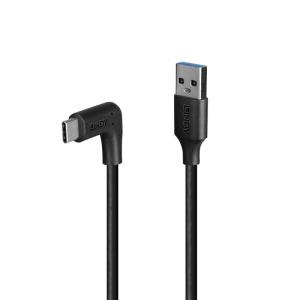 32012 LINDY 0.5m USB 3.2 Type-A to Right-Angled USB-C Cable, 10Gbps