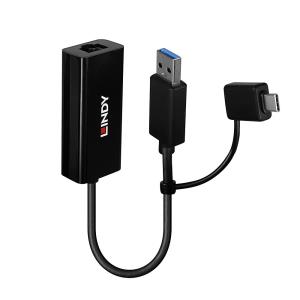 43412 LINDY USB 3.2 Gen 1 Gigabit Ethernet Converter, Bus-Powered, No External Power Supply Required