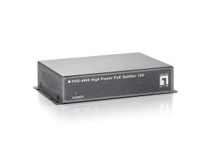 POS-4000 LEVEL ONE 12V DC High Power PoE Splitter- Enables high-power PoE connectivity for non-PoE device- Max. power output up to 12VDC/2.5A (30W)- Simple Plug and Play installation