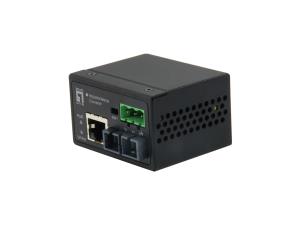 IEC-4301 LEVEL ONE Industrial Fast Ethernet Mini Media Converter - 10/100Mbps RJ-45 Copper to 100Mbps SC Single-Mode Fiber- 30KM; 10/100BaseT to 100Base-FX; Rugged aluminium case design in a mini size form factor; 18V-36VAC & 12V-60VDC with polarity protection; Link Fault P
