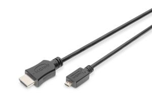DB-330109-020-S DIGITUS 4K HDMI High-Speed Connecting Cable - Type D to Type A - 2 m - HDMI Type D (Micro) - HDMI Type D (Micro) - 4096 x 2160 pixels - 3D - Black