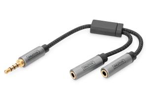 EU Product - Digitus Audio Headset Adapter, 3.5 mm jack to 2x 3.5 mm socket