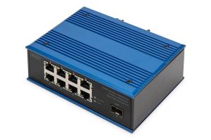 DN-651137 DIGITUS 8 Port Gigabit Ethernet Network PoE Switch, Industrial, Unmanaged, 1 SFP Uplink