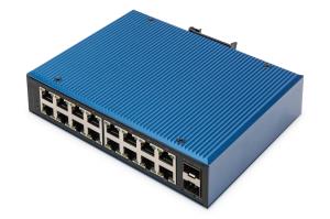 DN-651138 DIGITUS 16 Port Gigabit Ethernet Network Switch, Industrial, Unmanaged, 2 SFP Uplink