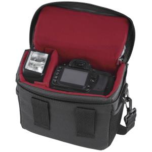 185074 HAMA Valletta 130 Camera Bag, Belt Loop, Shoulder Strap, Removable Divider, Black, 20 x 11 x 17 cm Compartment