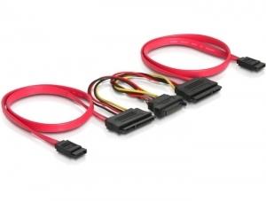84356 DELOCK SATA All-in-One cable for 2x HDD - 0.5 m - Red