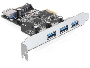 89301 DELOCK PCI Express Card > 3 x external + 1 x internal USB 3.0