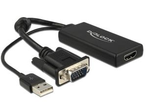 EU Product - VGA zu HDMI Adapter mit Audio schwarz/black 0,25m USB Typ-A Anschluss 0,25m thumbnail