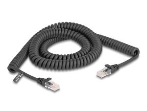 EU Product - RJ45 Spiralkabel Stecker zu Stecker Cat.5e 3m schwarz thumbnail
