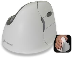 An Evoluent product. RIGHT HANDED Evoluent VerticalMouse 4 Bluetooth in White for MAC (Can be used for Windows OS; buttons have default functionality assigned by Windows; Evoluent Mouse Manager not compatible). Patented vertical mouse that supports your h thumbnail