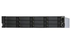 TL-R1200S-RP QNAP SYSTEMS 12-bay 2U rackmount SATA JBOD expansion unit redundant PSU with a QXP-1600eS PCIe SATA host card and 3 SFF-8088 to SFF-8644 SAS/SATA 6Gb/s external cables.