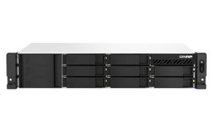 TS-864eU-RP-8G QNAP SYSTEMS 2U 8-bay short depth 12 rackmount NAS Intel Celeron N5095 quad-core 8 GB onboard not expandable 8 x 3.5/2.5 SATA 6Gb/s drive bays 2 x 2.5GbE 1 x HDMI 1.4b 1 x PCIe Gen3 x2 slot 2 x USB 3.2 Gen2 Type-A + 2 x USB 2.0 2 x 300W redundant PSU