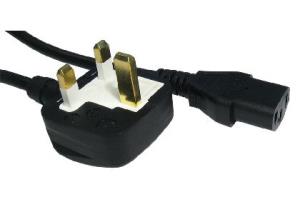 5m UK Plug to C13 - Black thumbnail
