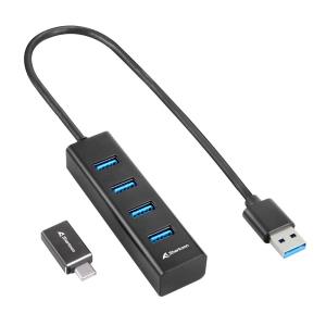 EU Product - USB-Hub 4xUSB3.2 45cm Kabel Aluminium schwarz thumbnail