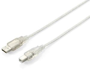 128653 EQUIP 128653 USB 2.0  A to B Cable;  M/M; 1.0m ;silver transparent.
