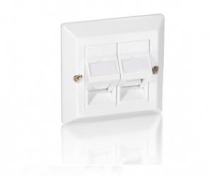 EU Product - Frontplatte 2xKeystone Jack 45� Universal      RAL9010 thumbnail