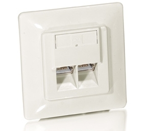 125721 EQUIP 125721 Outlet Box Surface or Flush Mount 2-Port STP Cat.5e; pure white; retail packaging.