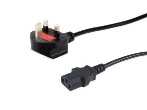 EU Product - Stromkabel UK-BS1363  ->C13 St/Bu   schwarz  3.00m PVC Polybeutel thumbnail