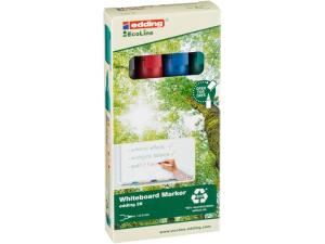 4-28-4 EDDING AG 28 EcoLine Whiteboard Marker Bullet Tip 1.5-3mm Line Assorted Colours (Pack 4) - 4-28-4