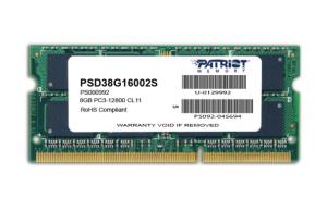 PSD38G16002S PATRIOT MEMORY Signature Line 8GB No Heatsink (1 x 8GB) DDR3 1600MHz SODIMM System Memory