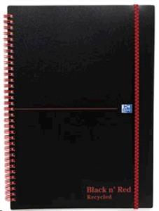 100080221 BLACKNRED Black n Red A5 Wirebound Polypropylene Cover Notebook Recycled Ruled 140 Pages Black/Red (Pack 5) - 100080221