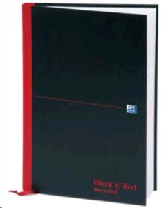 100080530 BLACKNRED Black n Red A4 Casebound Hard Cover Notebook Recycled Ruled 192 Pages (Pack 5) - 100080530